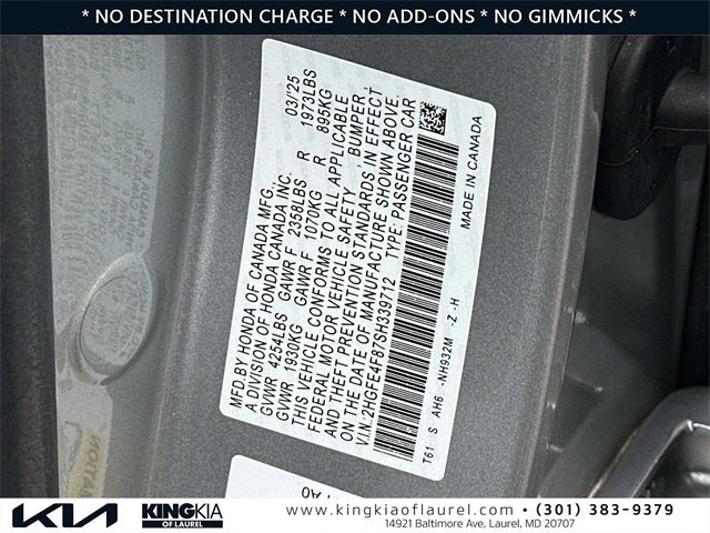 2025 Honda Civic Hybrid Sport