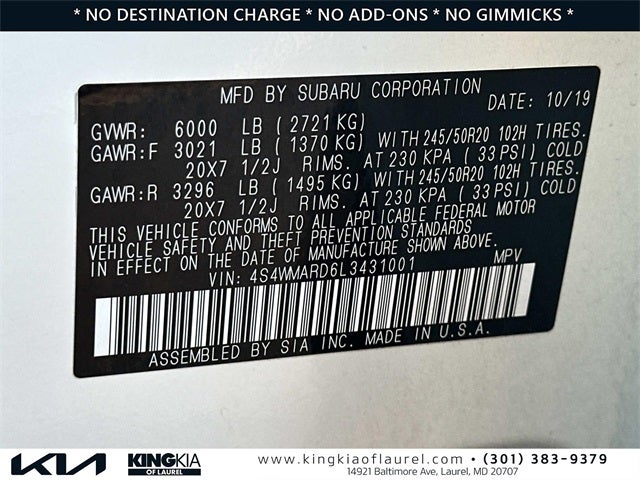 2020 Subaru Ascent Touring | AWD | Pano Moonroof