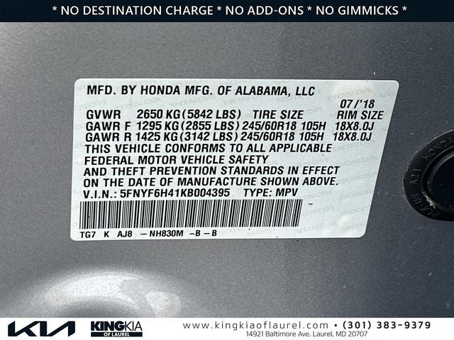 2019 Honda Pilot EX-L w/Navigation and Rear Entertainment System