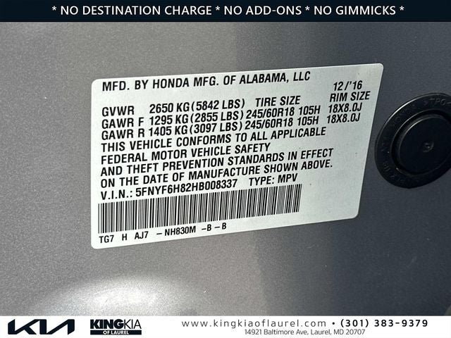 2017 Honda Pilot EX-L w/Rear Entertainment System